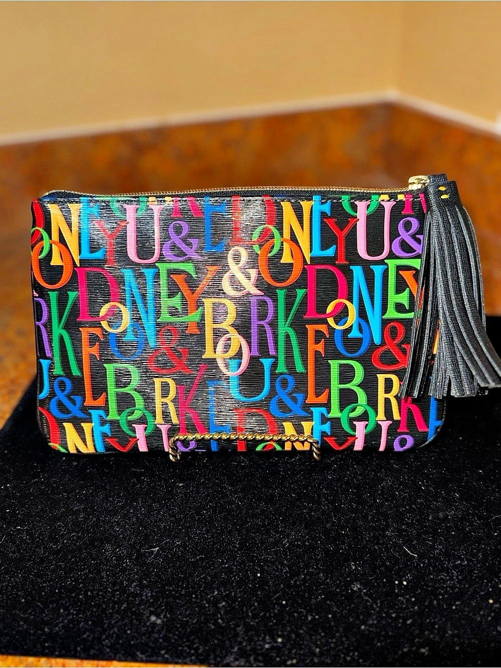 Dooney & Bourke Black Rainbow Retro 🌈 Carrington Pouch Clutch, NWOT